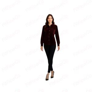 JONES & CO Velvet Button-Down Shirt – Size M (EUC)